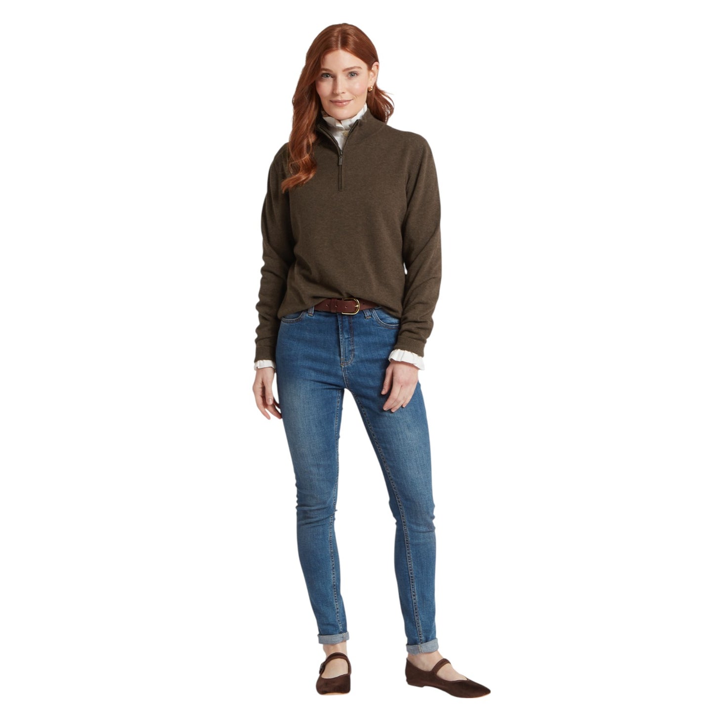 Schoffel Polperro Cotton 1/4 Zip Chocolate