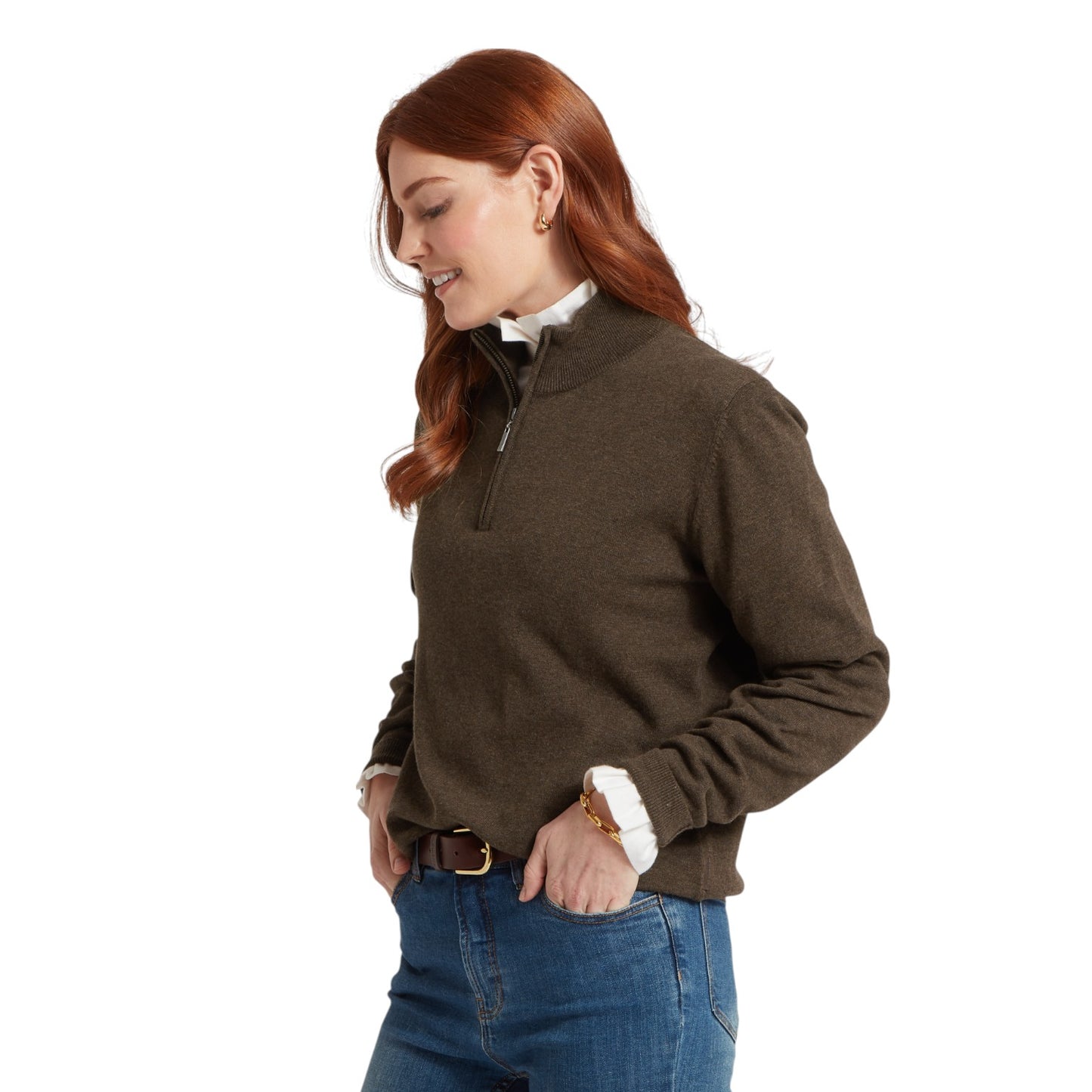 Schoffel Polperro Cotton 1/4 Zip Chocolate
