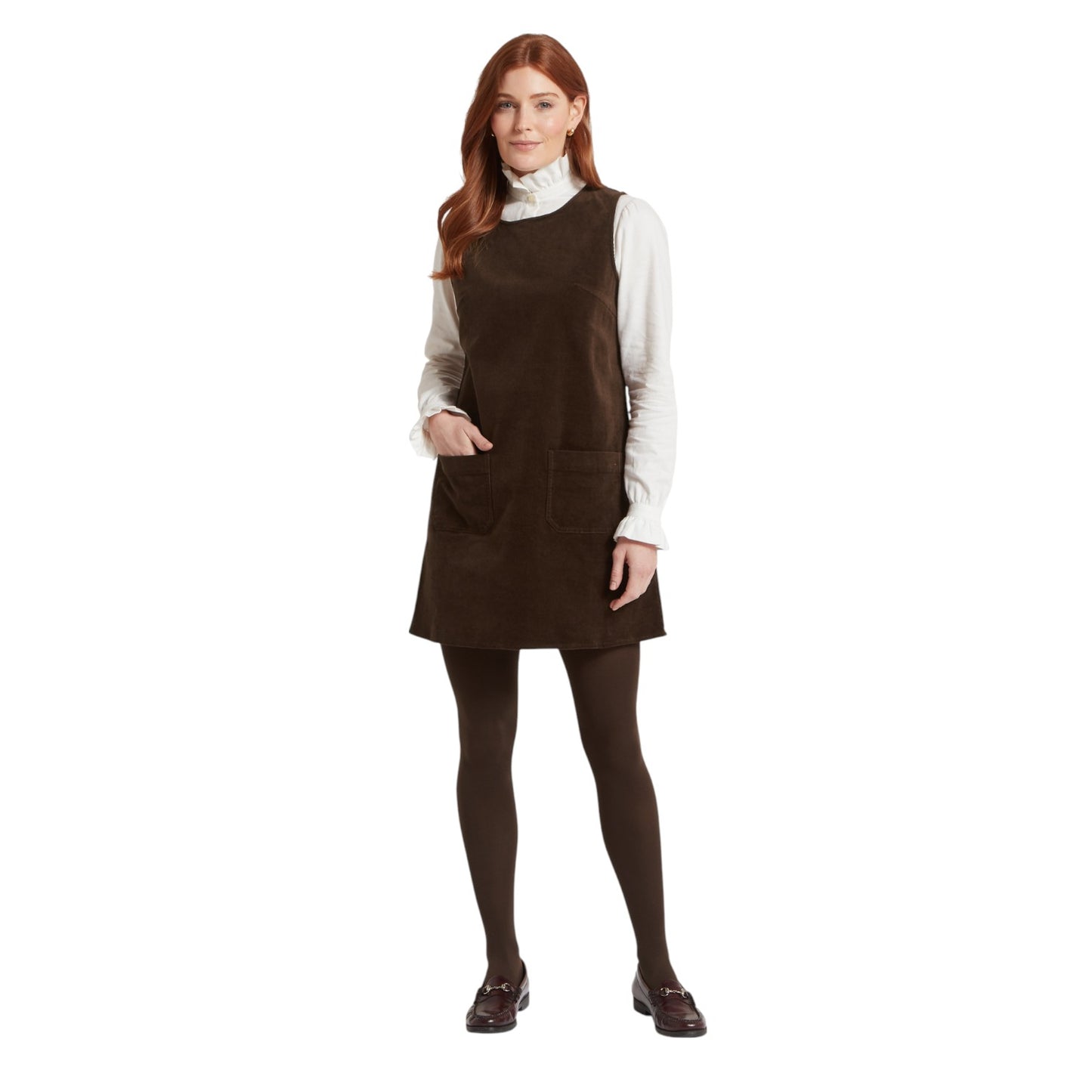 Schoffel Cord Pinafore Dress Chocolate