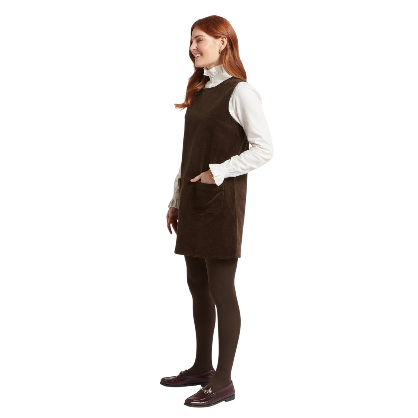 Schoffel Cord Pinafore Dress Chocolate