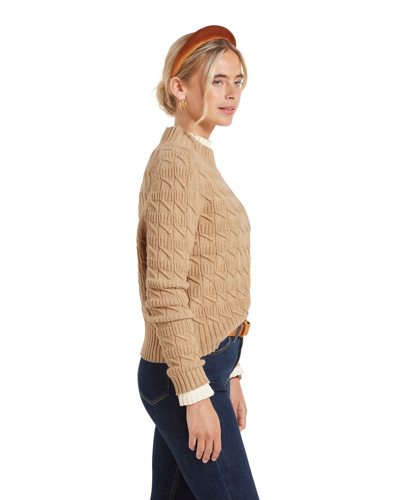 Schoffel Sandsend Cable Jumper Warm Sand