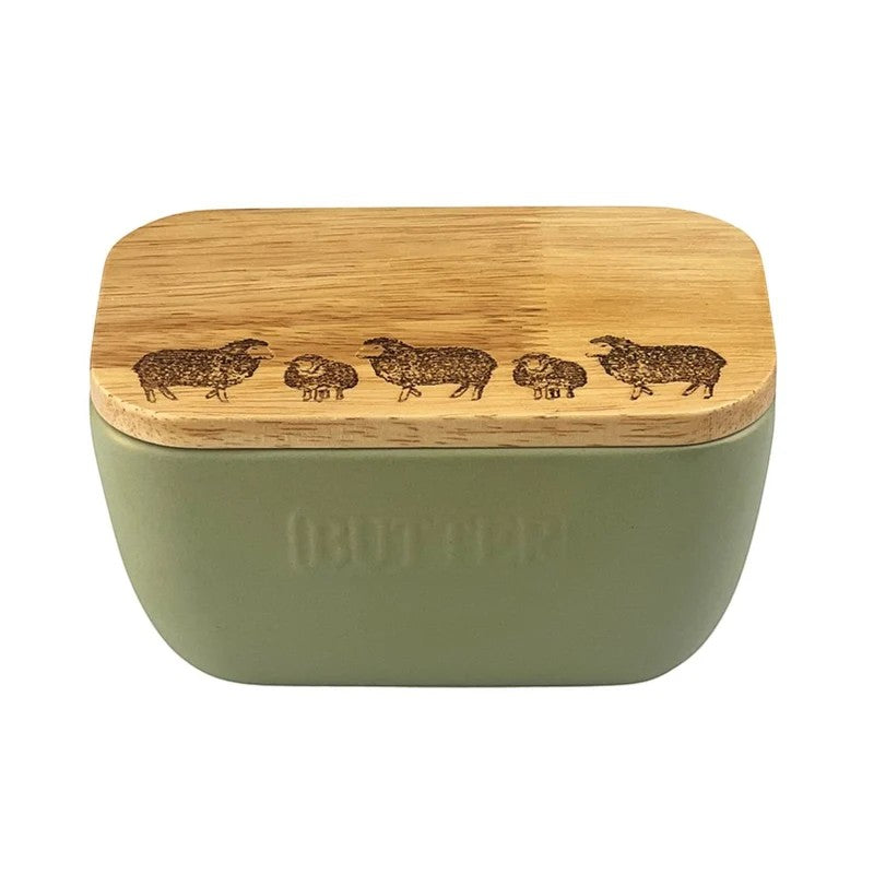 Selbrae House Sage Green Butter Dish Sheep