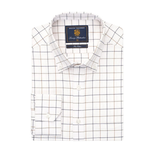 Brook Taverner Ecru Tattersall Check Shirt Ecru