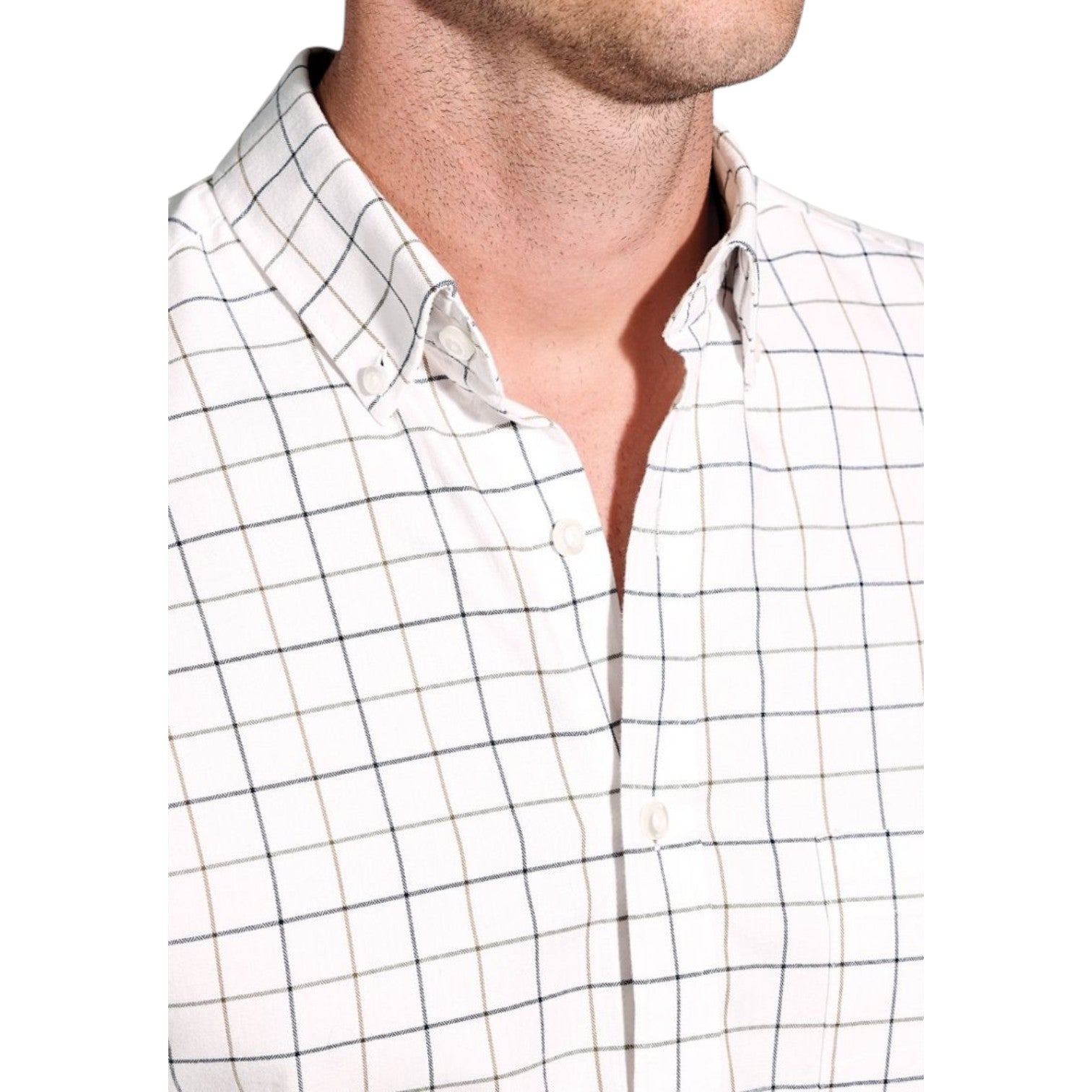 Brook Taverner Ecru Tattersall Check Shirt Ecru