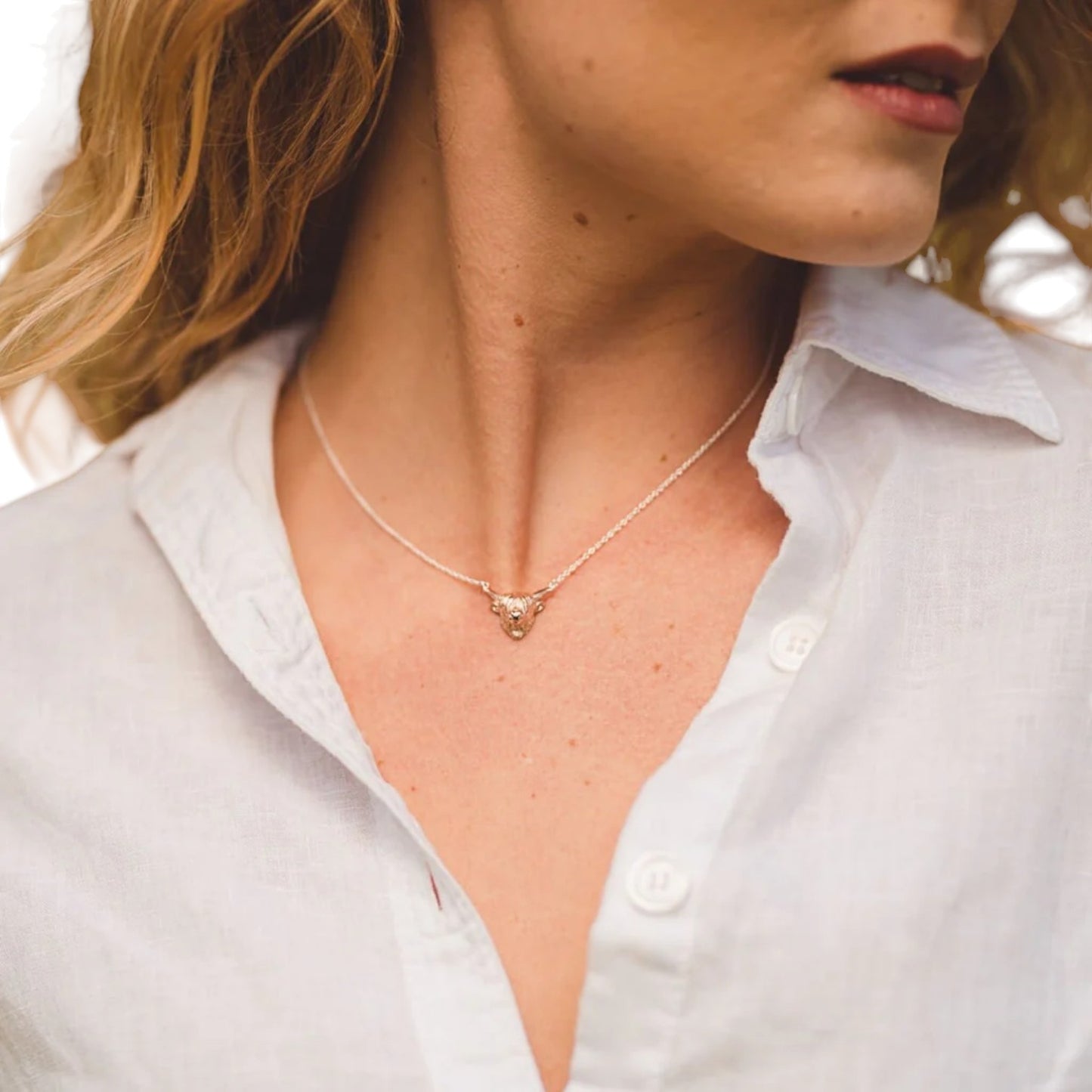 Reeves & Reeves Highland Cow Necklace Rose