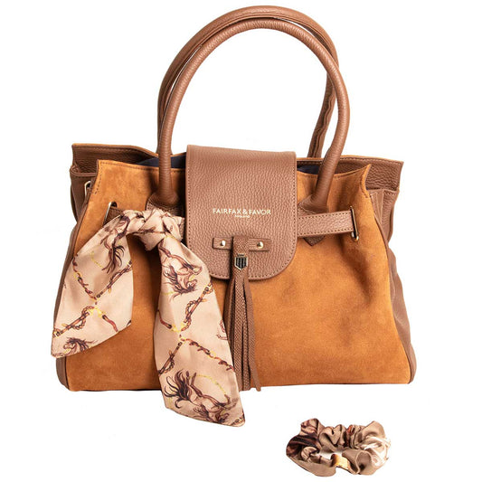 Clare Haggas Rearing to Go Toffee Medium Tail Silk Scrunchie