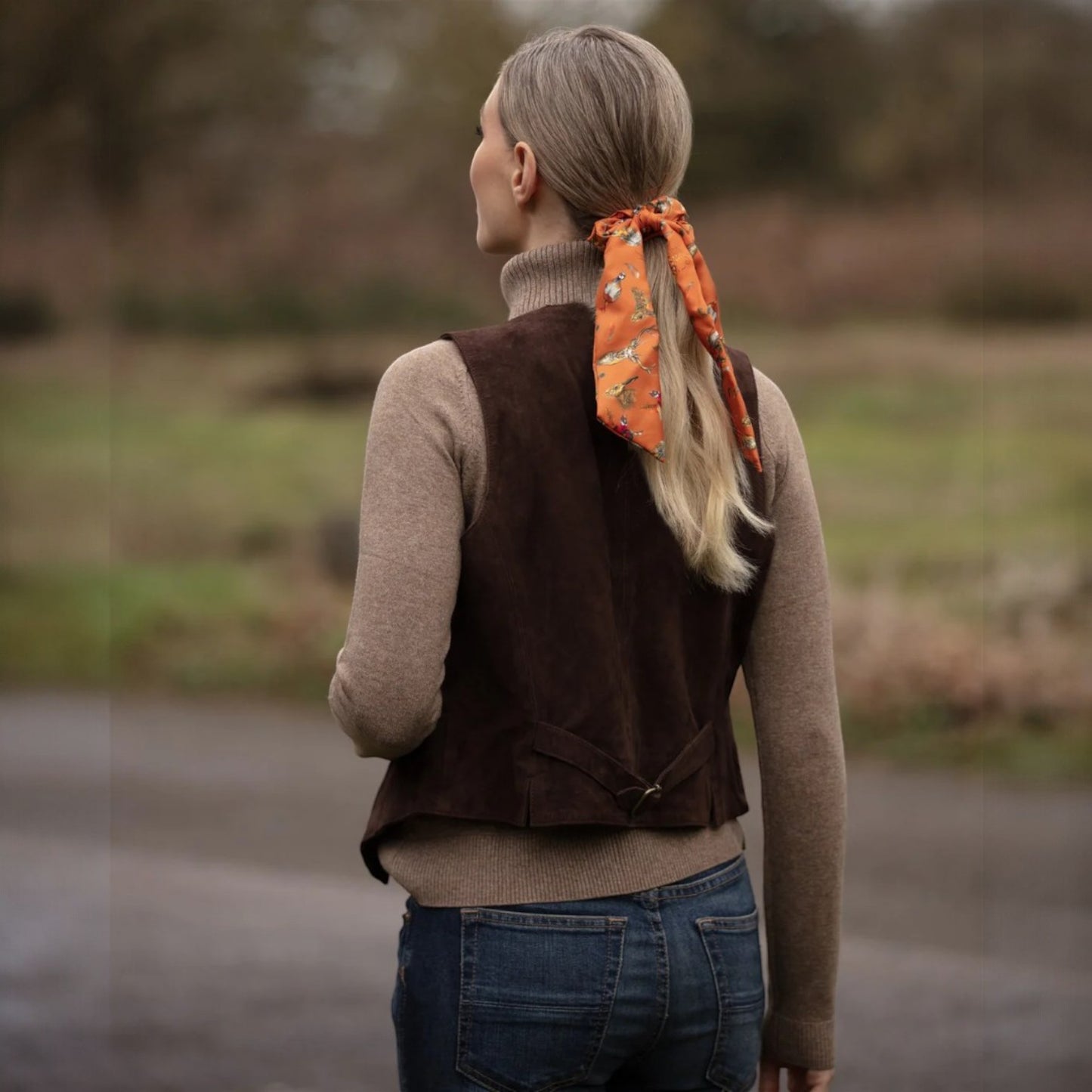 Clare Haggas A-Head Of The Game Bird Scrunchie Burnt Orange
