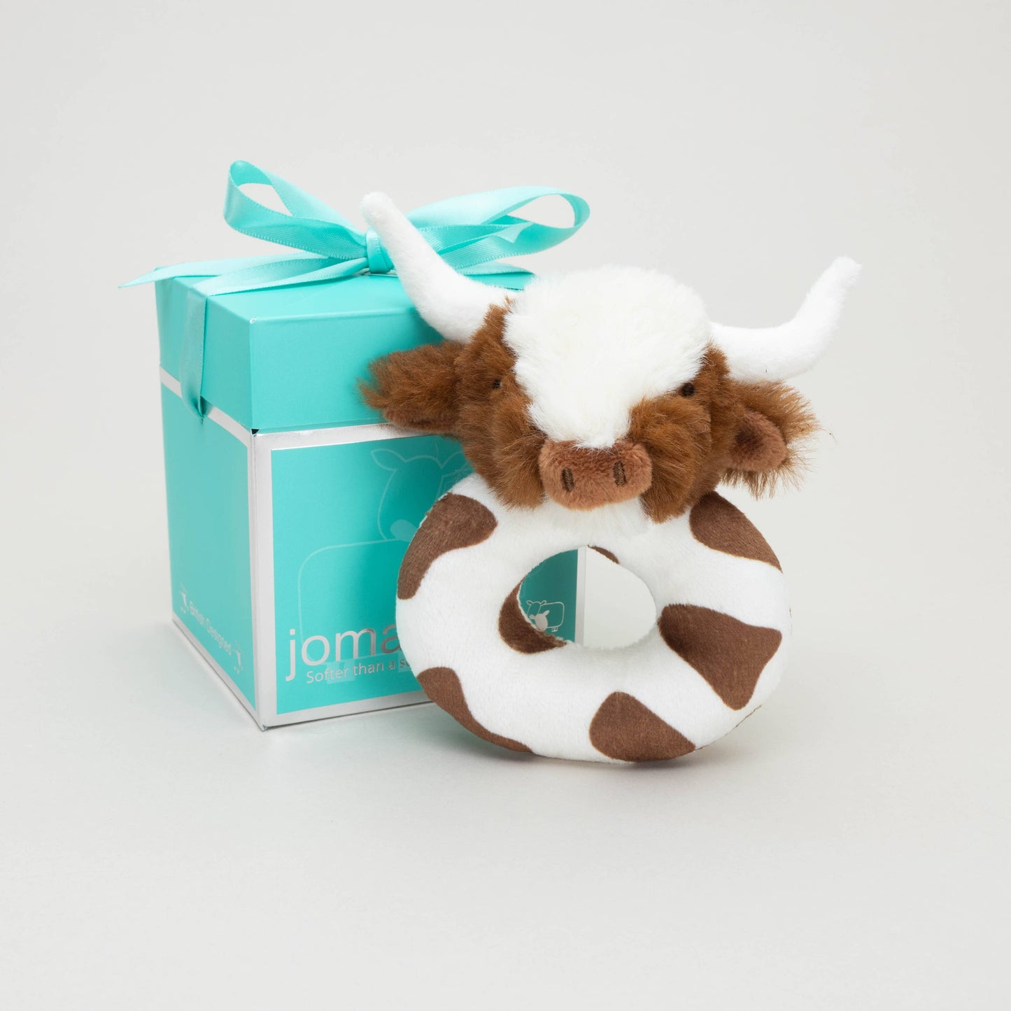 Texas Longhorn Highland Brown Cow Baby Plush Rattle 10cm