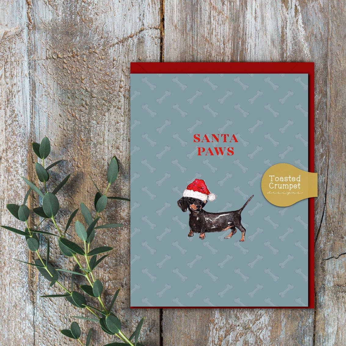 Santa Paws (Dachshund Blue) Card