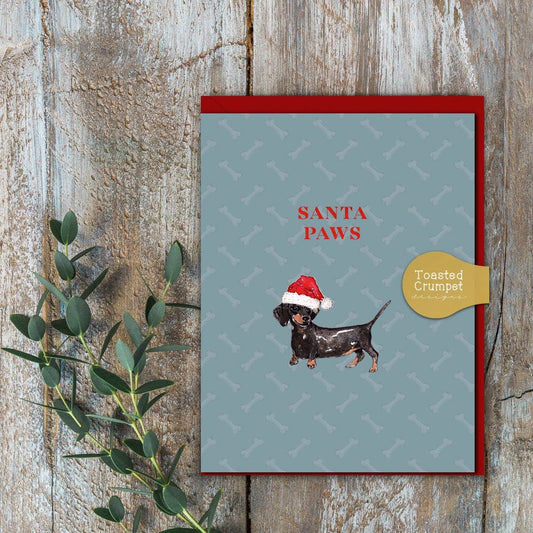 Santa Paws (Dachshund Blue) Card