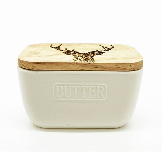 White Butter Dish - Stag Prince