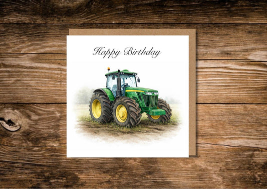Green Tractor Birthday Card