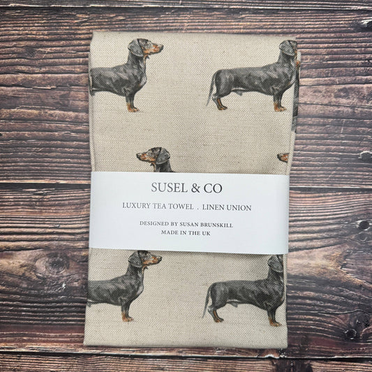 Susel & Co Dachshund - Luxury Linen Tea Towel