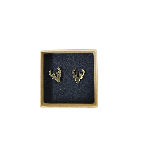 Spent Shells Stag Stud Earrings Gold