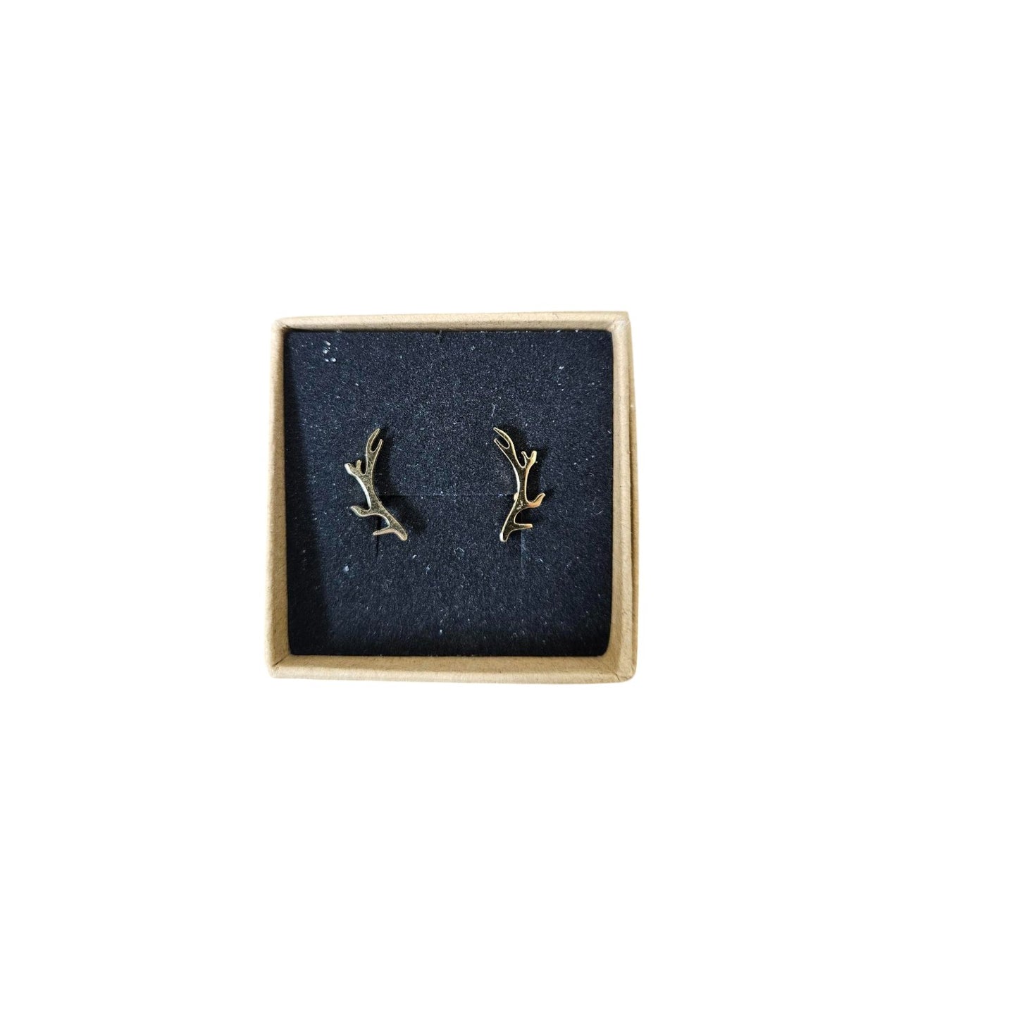 Spent Shells Antler Earrings Gold