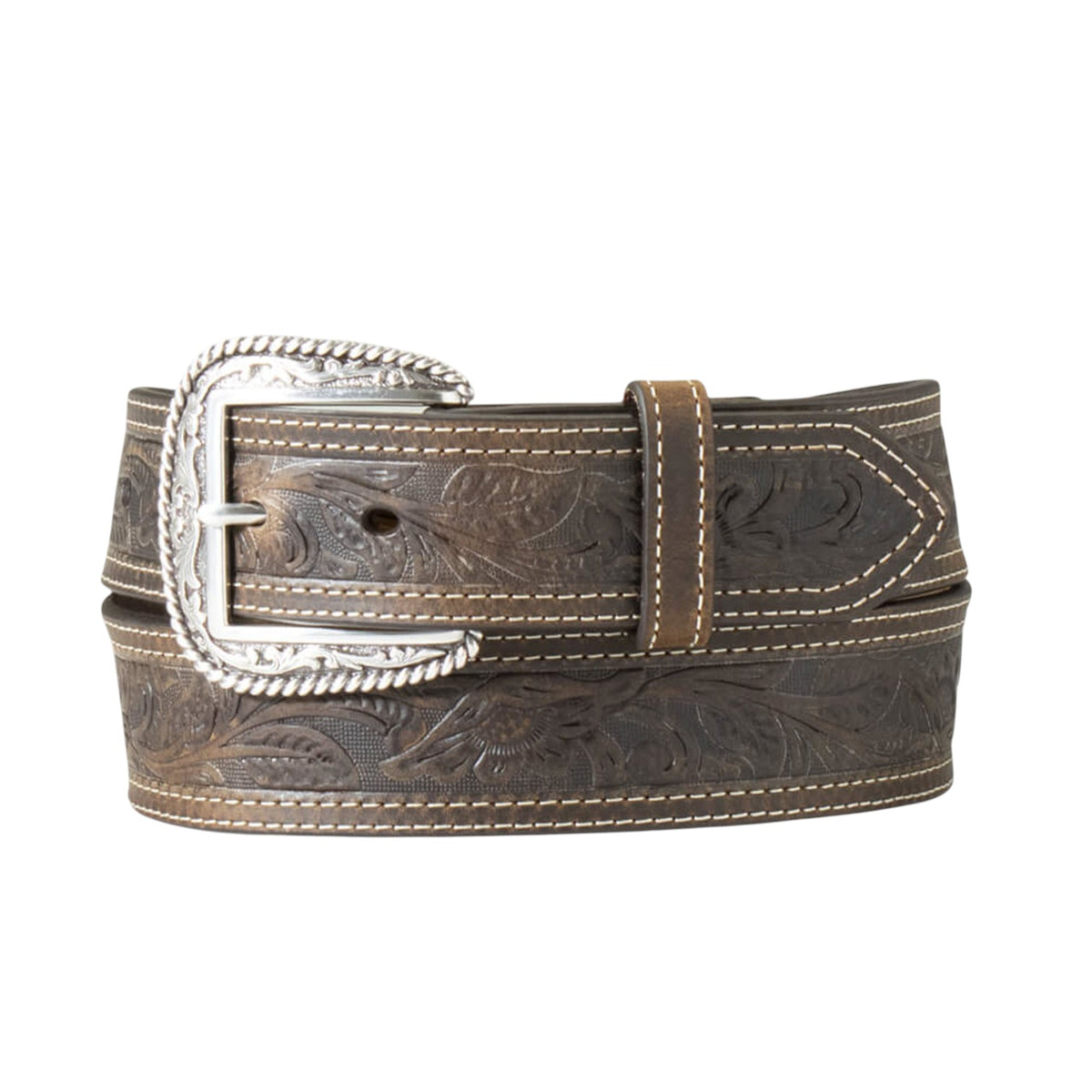 Ariat Tooled Double Stitched Belt Brown