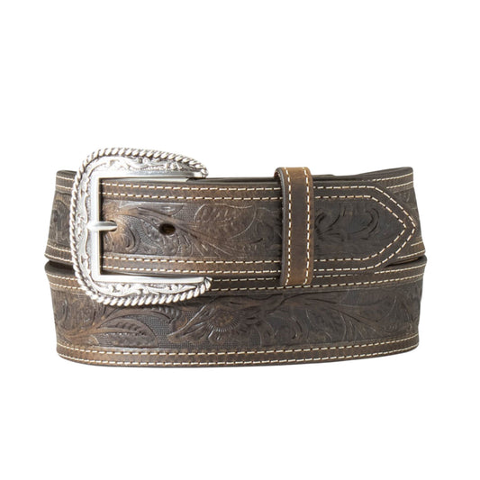 Ariat Tooled Double Stitched Belt Brown