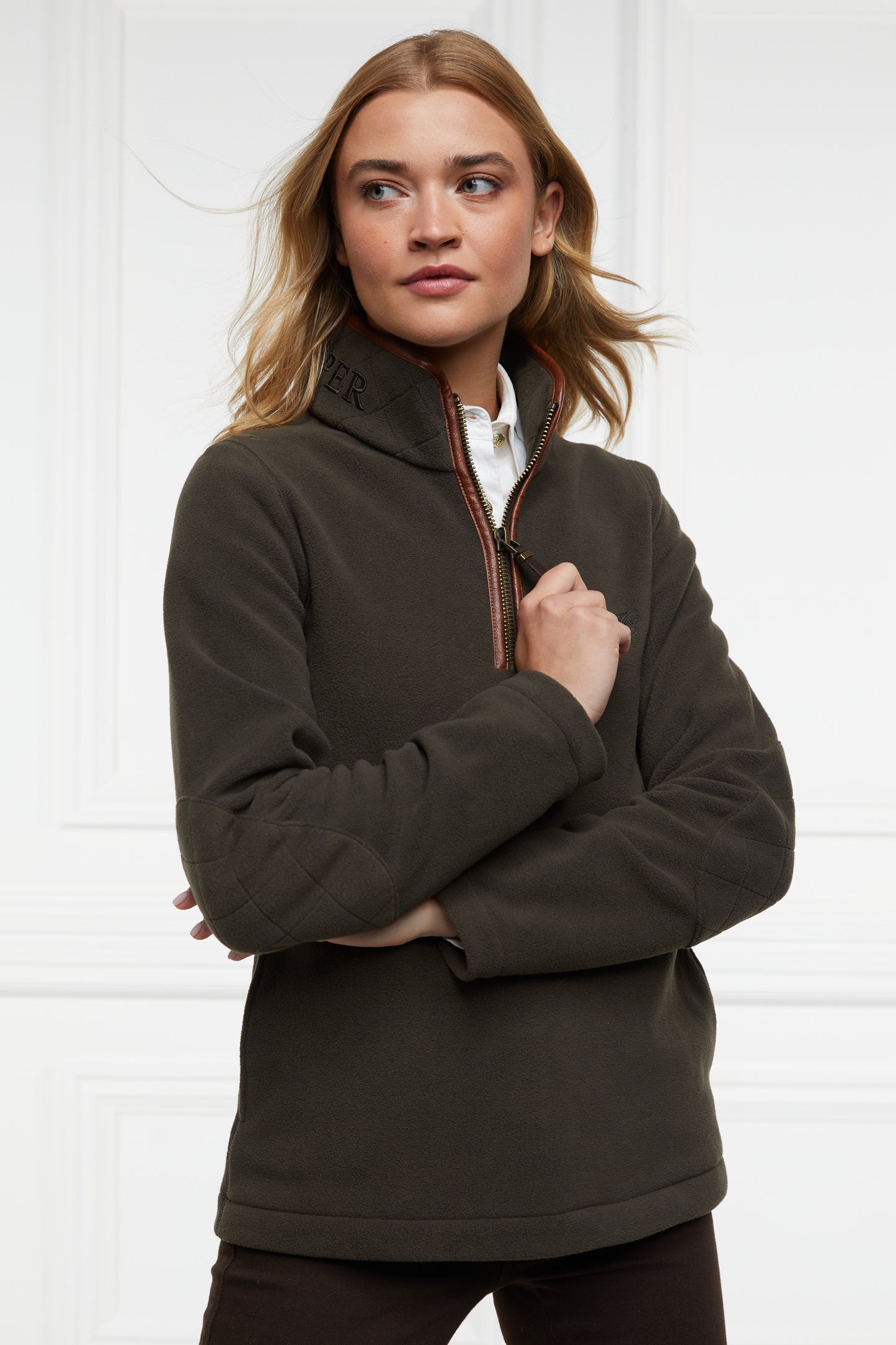 Holland Cooper Country Fleece Half Zip Khaki