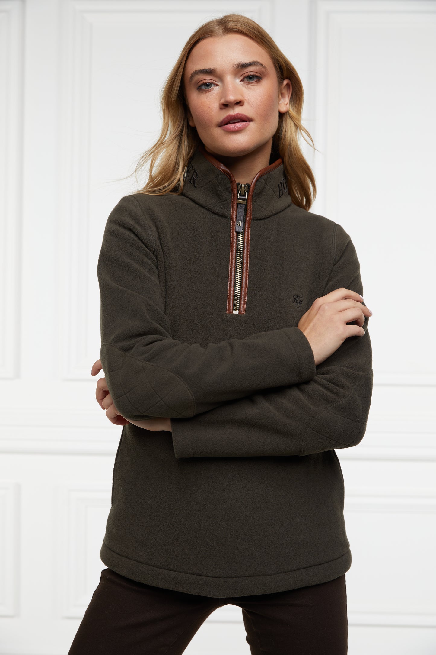 Holland Cooper Country Fleece Half Zip Khaki