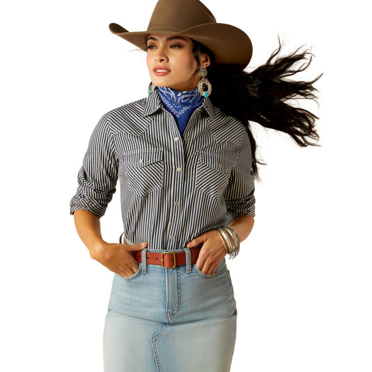 Ariat Railroad Stripe Shirt Indigo Stripe