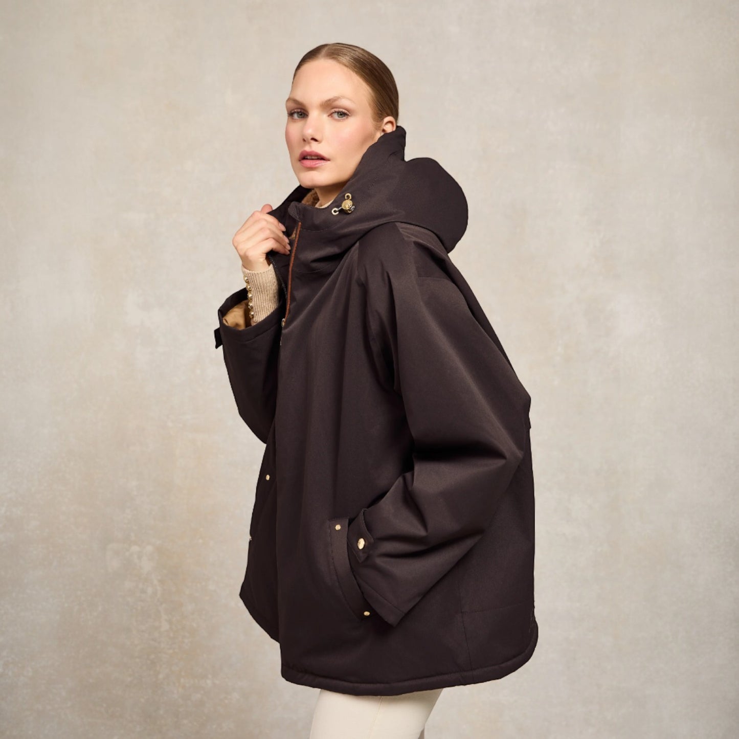 Holland Cooper One-Size Waterproof Jacket Chocolate