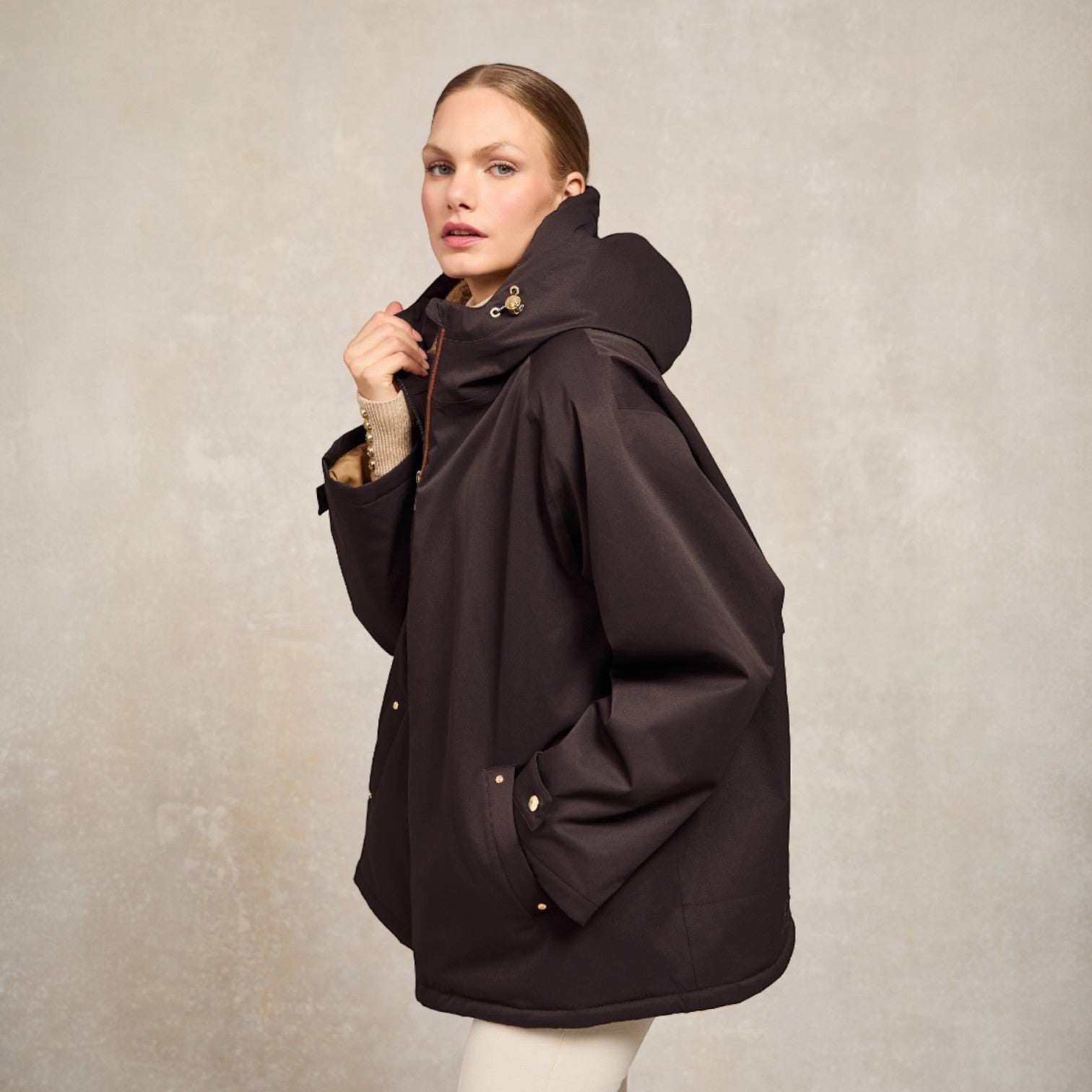 Holland Cooper One-Size Waterproof Jacket Chocolate