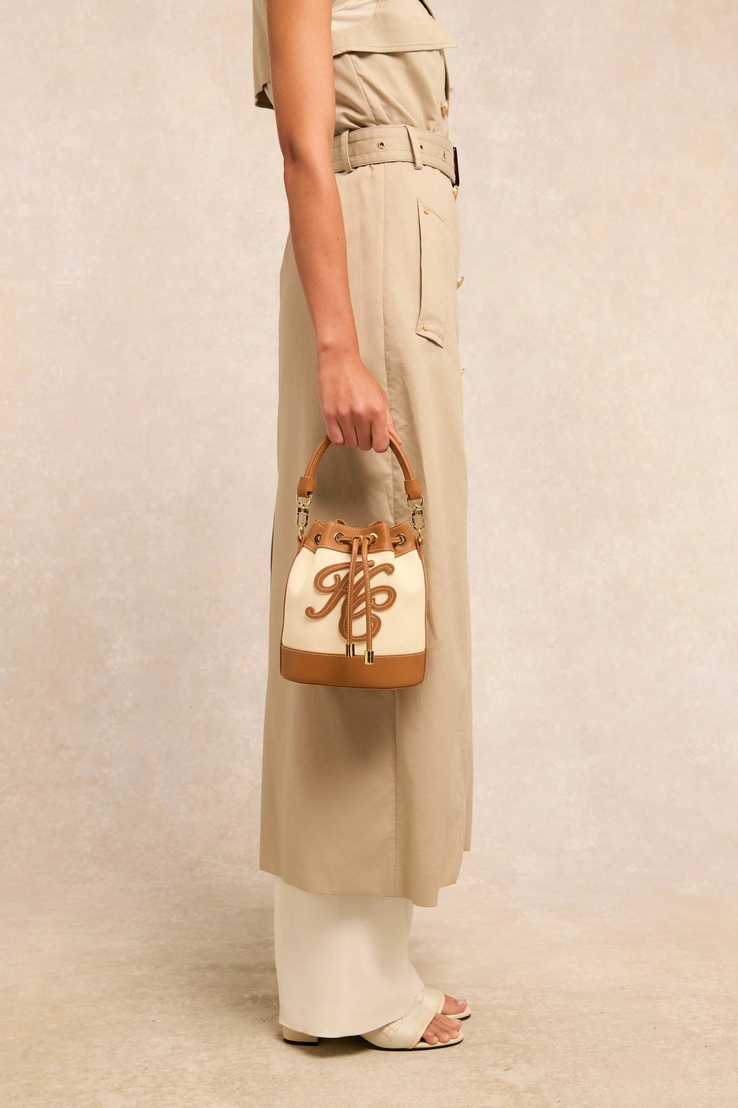 Holland Cooper Amalfi Bucket Bag Tan Canvas