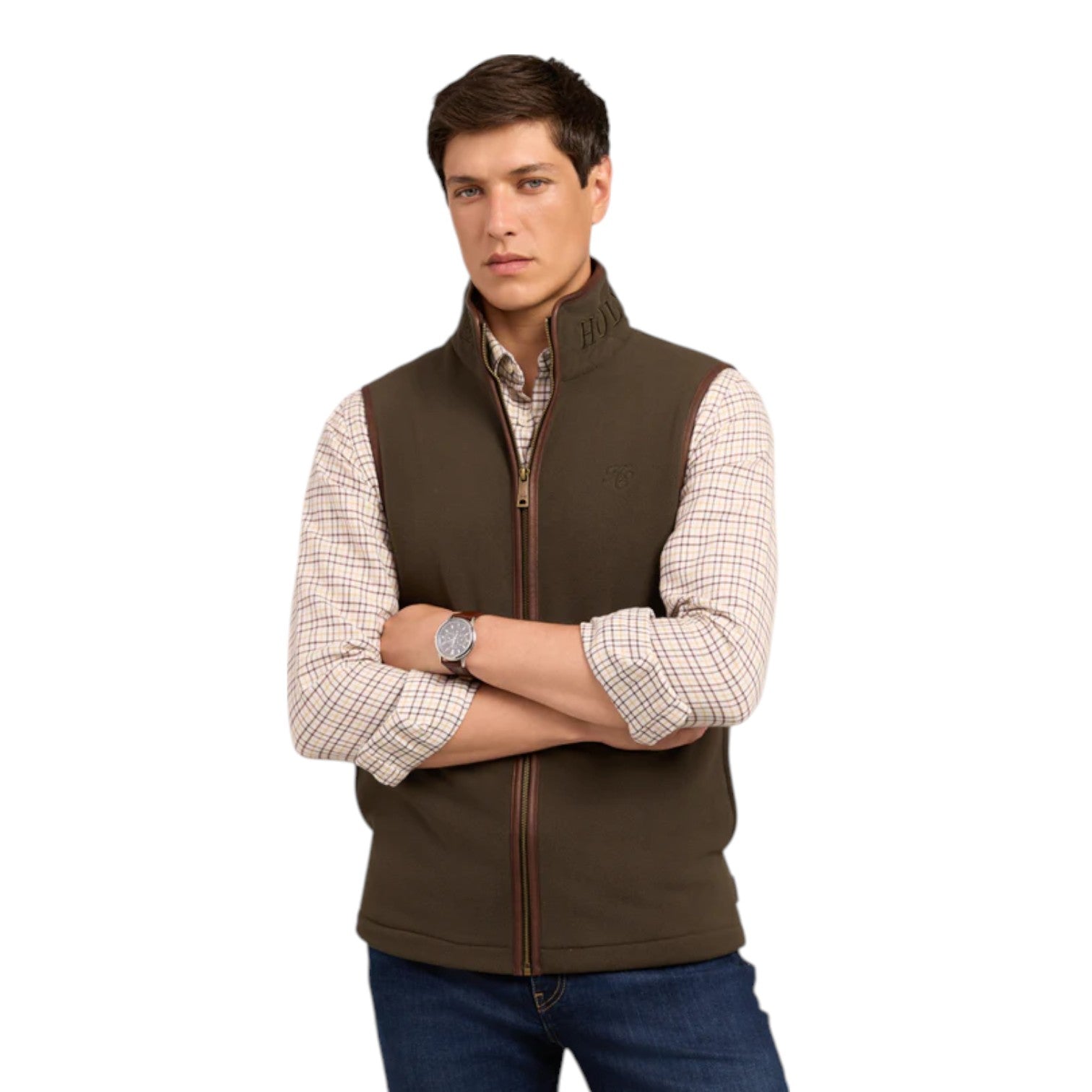 Holland Cooper Men's Country Fleece Gilet Khaki
