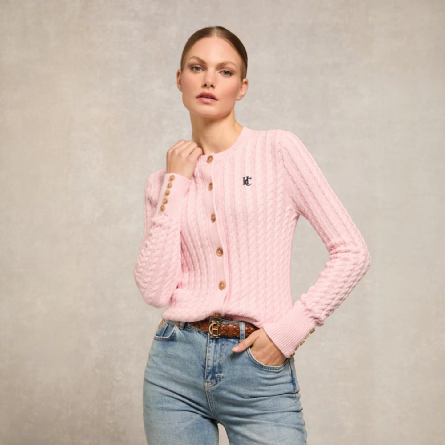 Holland Cooper Cotswold Cardigan Soft Pink