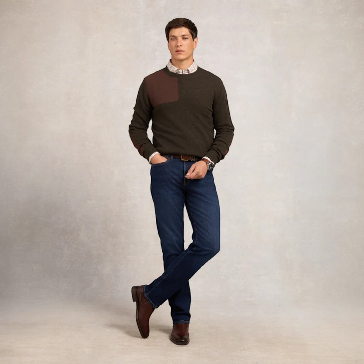 Holland Cooper Men's Country Crew Neck Knit Moss