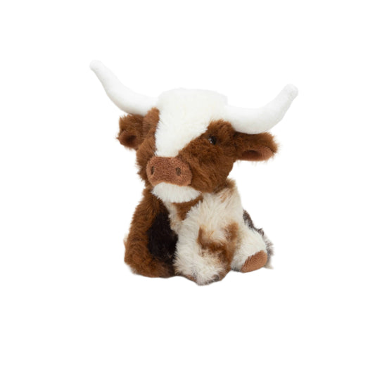 Texas Longhorn Highland Cream Brown Mini Soft Toy Cow 11cm