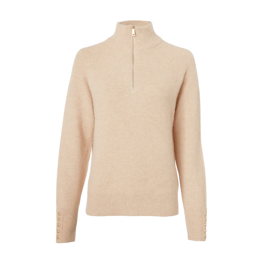 Holland Cooper Tori Quarter Zip Knit Light Camel