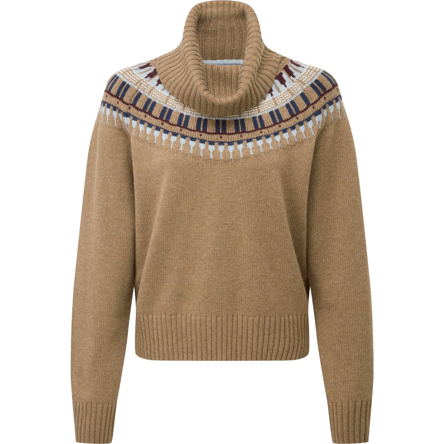 Schoffel Filey Fairisle Roll Neck Jumper Warm Sand