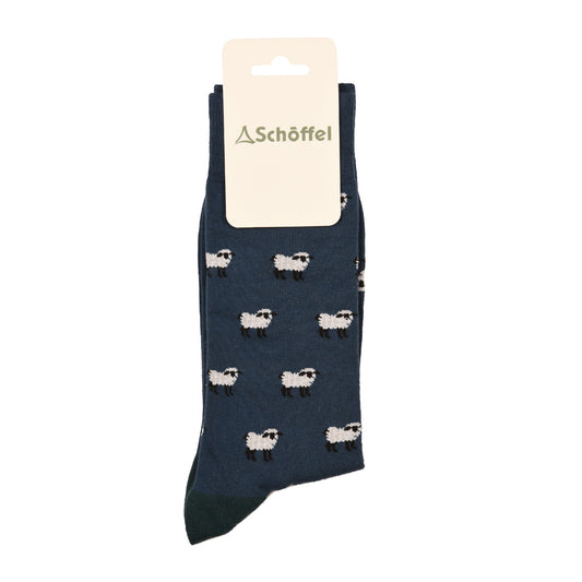 Schoffel Single Cotton Sock Blue Sheep