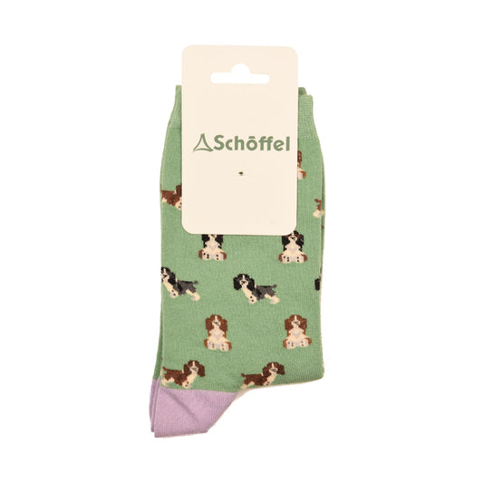 Schoffel Single Cotton Sock Green Spaniel