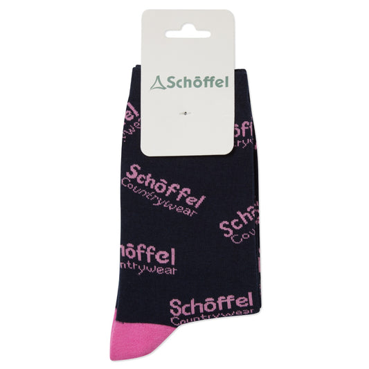 Schoffel Single Cotton Sock Pink Countrywear Logo