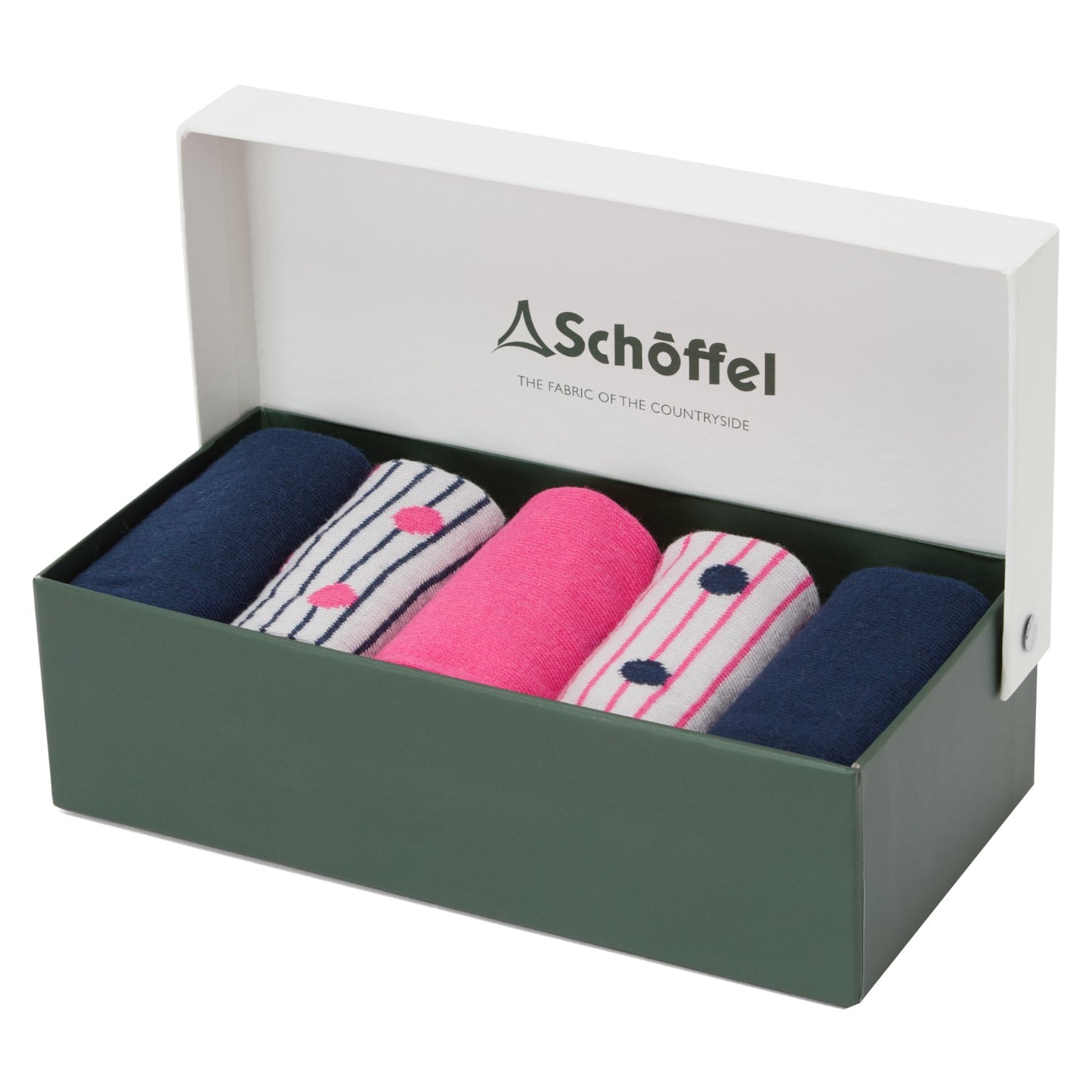 Schoffel Bamboo Sock (Box Of 5) Navy/Pink Mix