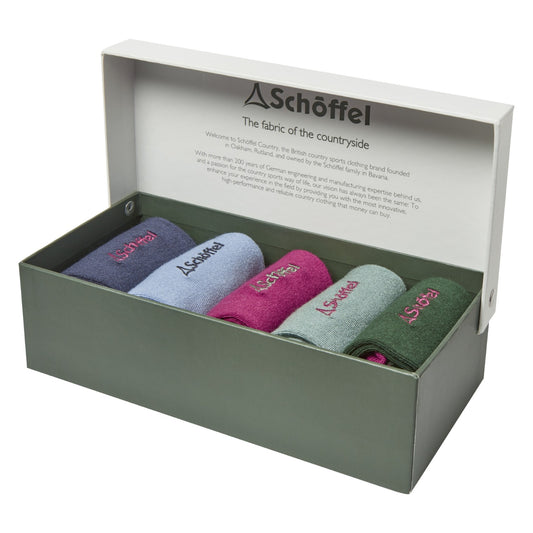 Schoffel Bamboo Sock (Box Of 5) Logo Pink Mix