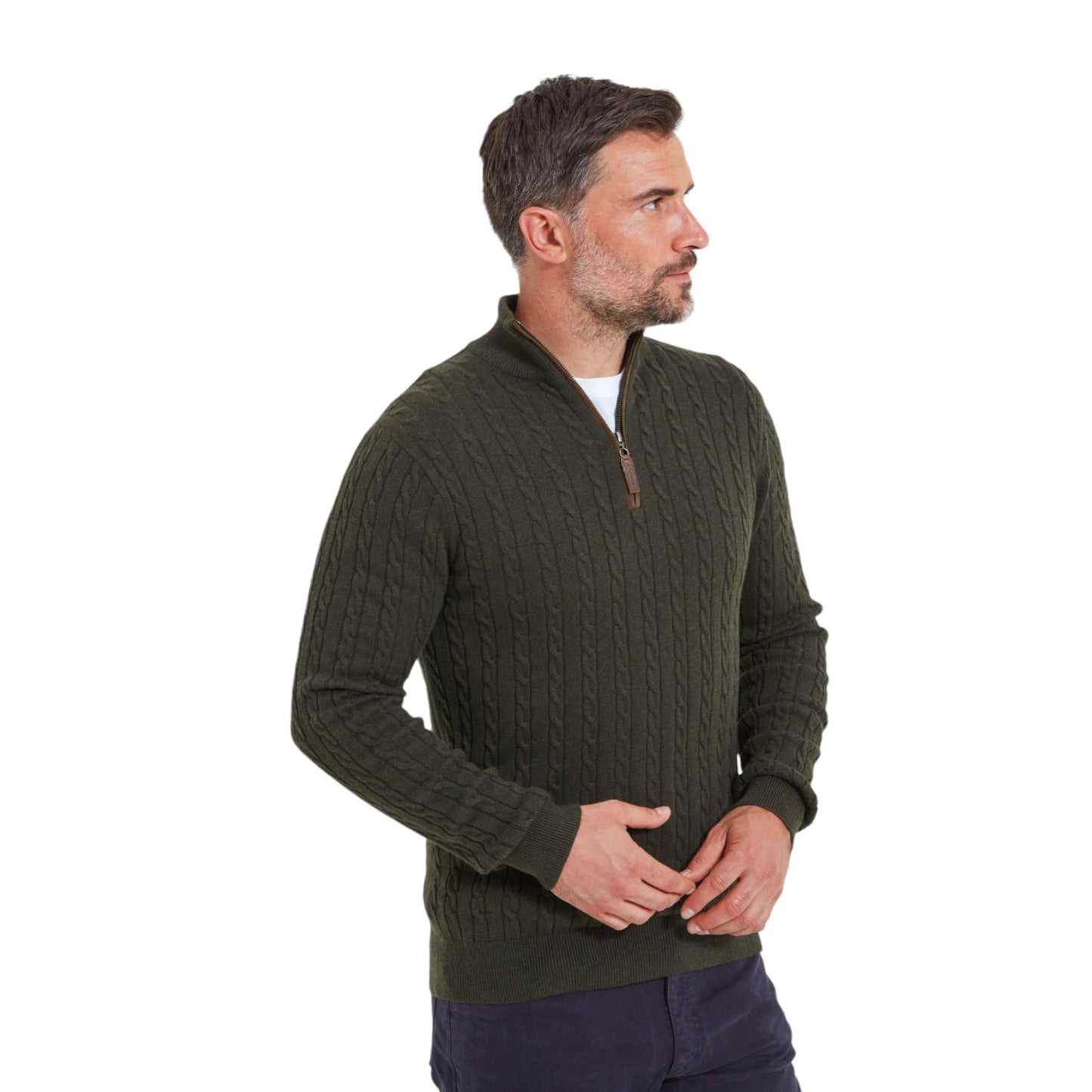 Schoffel Calton Cotton Cashmere 1/4 Zip Jumper Loden Green