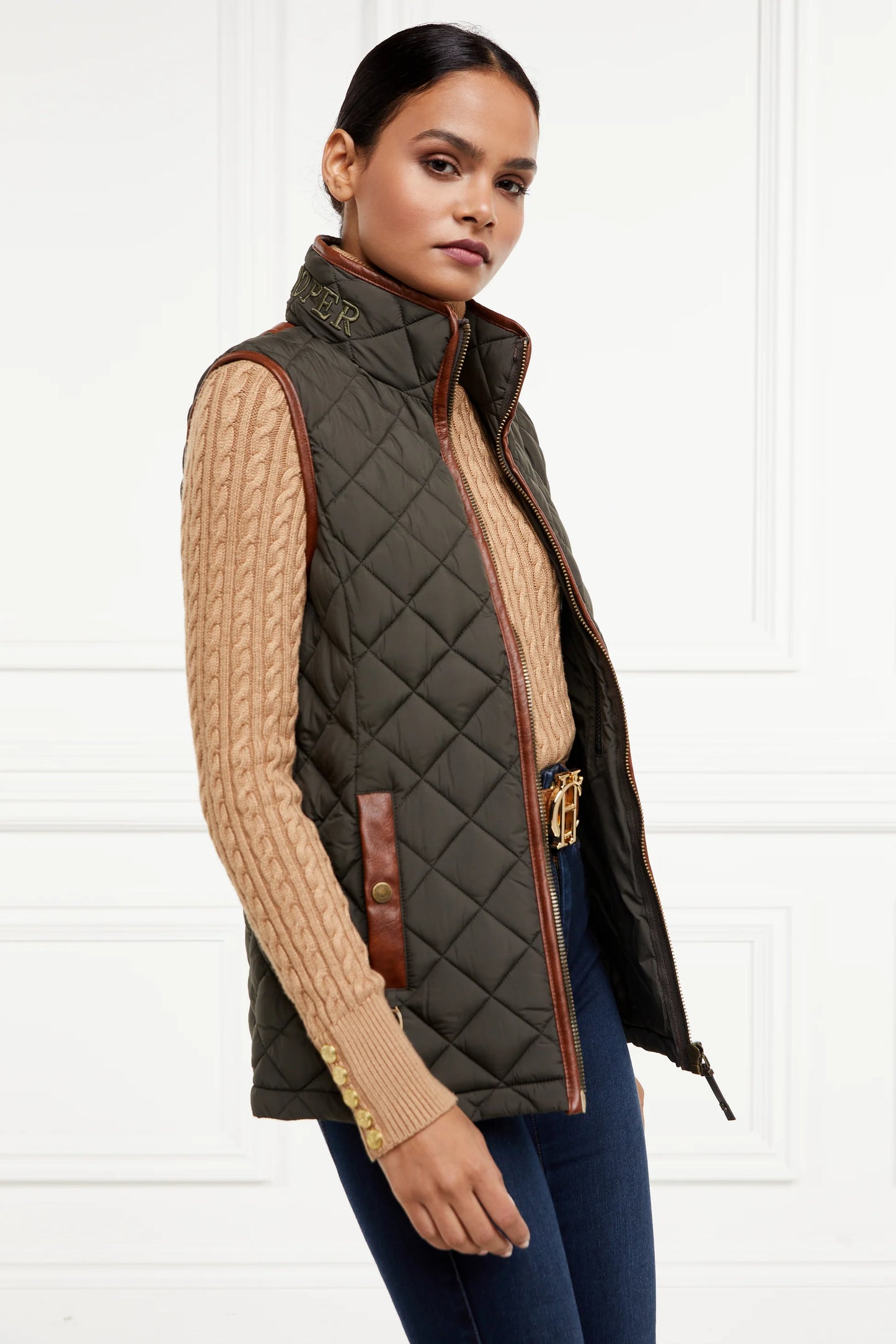 Holland Cooper Country Quilted Gilet Khaki