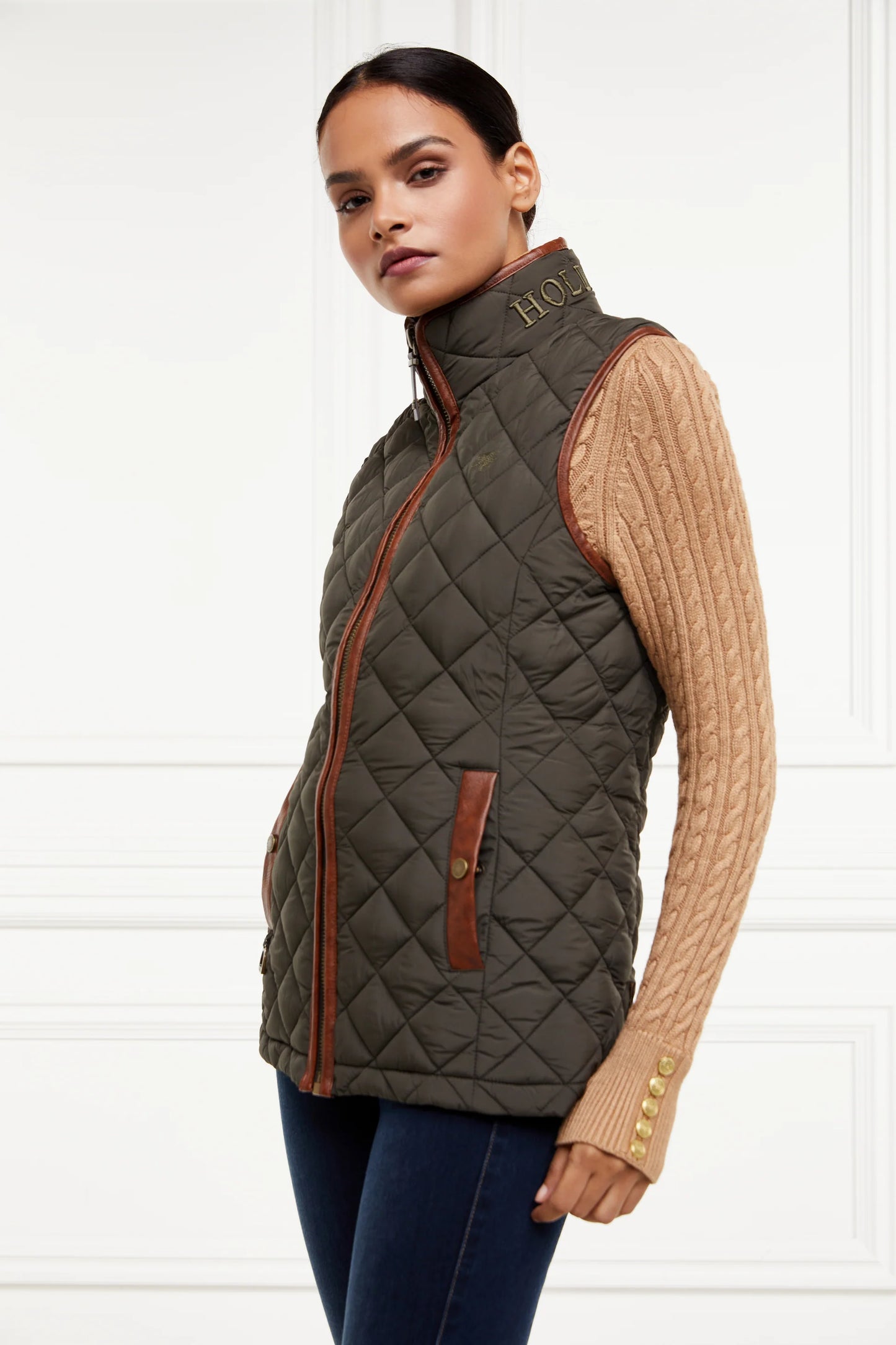 Holland Cooper Country Quilted Gilet Khaki