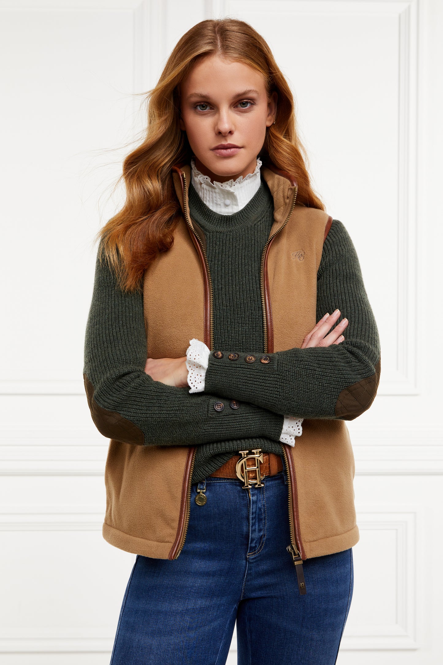 Holland Cooper Country Fleece Gilet Coffee