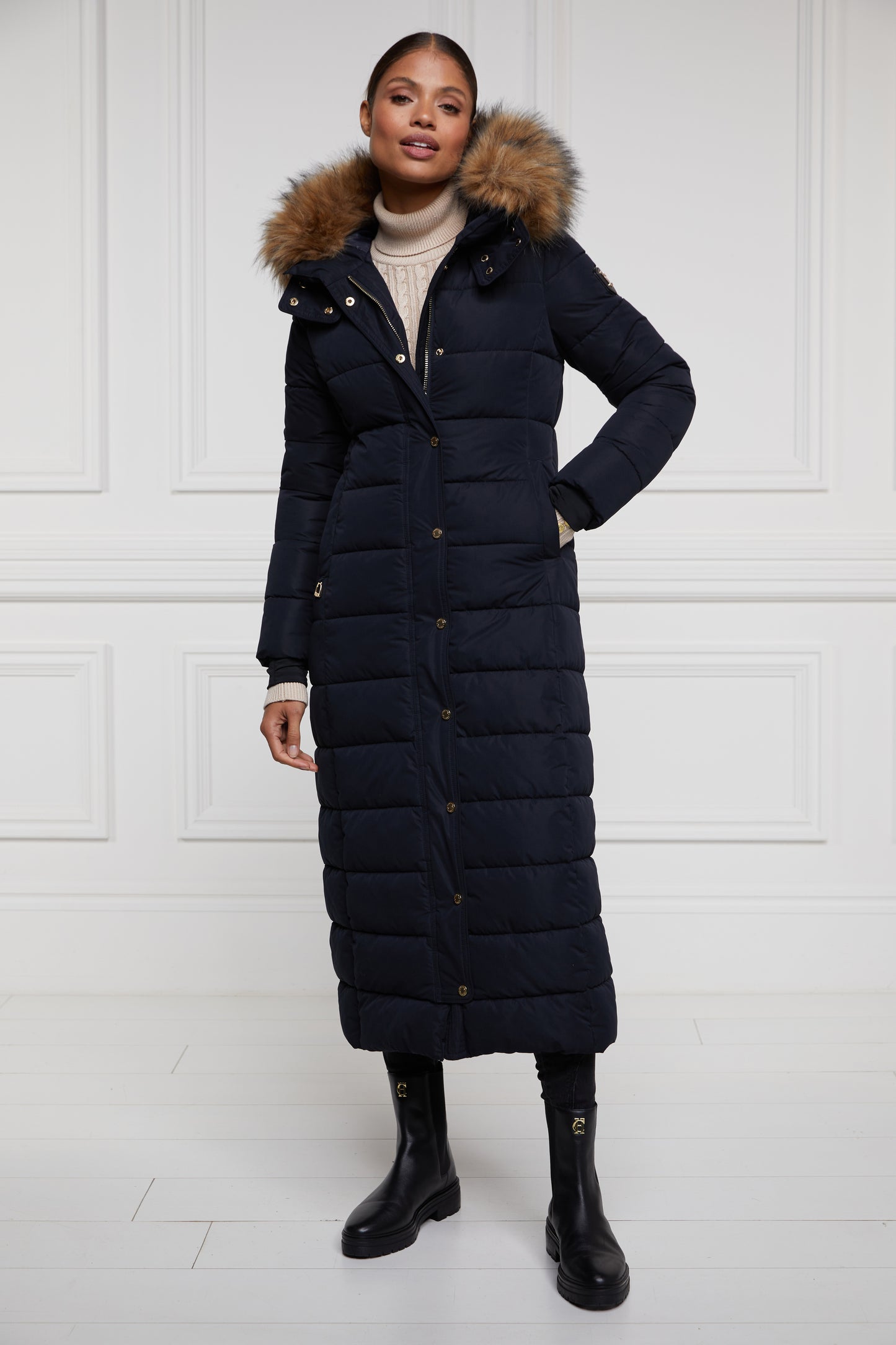 Holland Cooper Stoneleigh Longline Coat Ink Navy