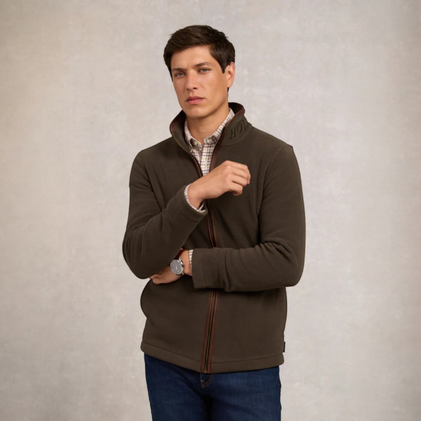 Holland Cooper Men's Country Fleece Jacket Khaki