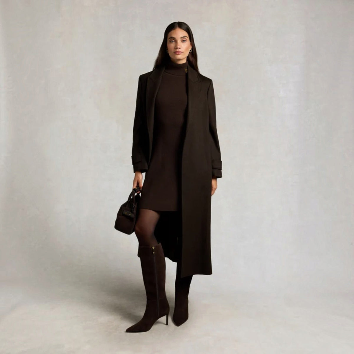 Holland Cooper Aspen Knitted Dress Olive Brown