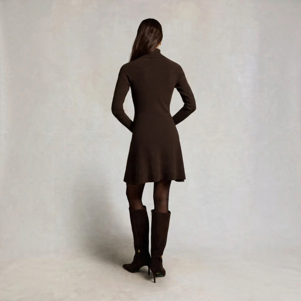 Holland Cooper Aspen Knitted Dress Olive Brown