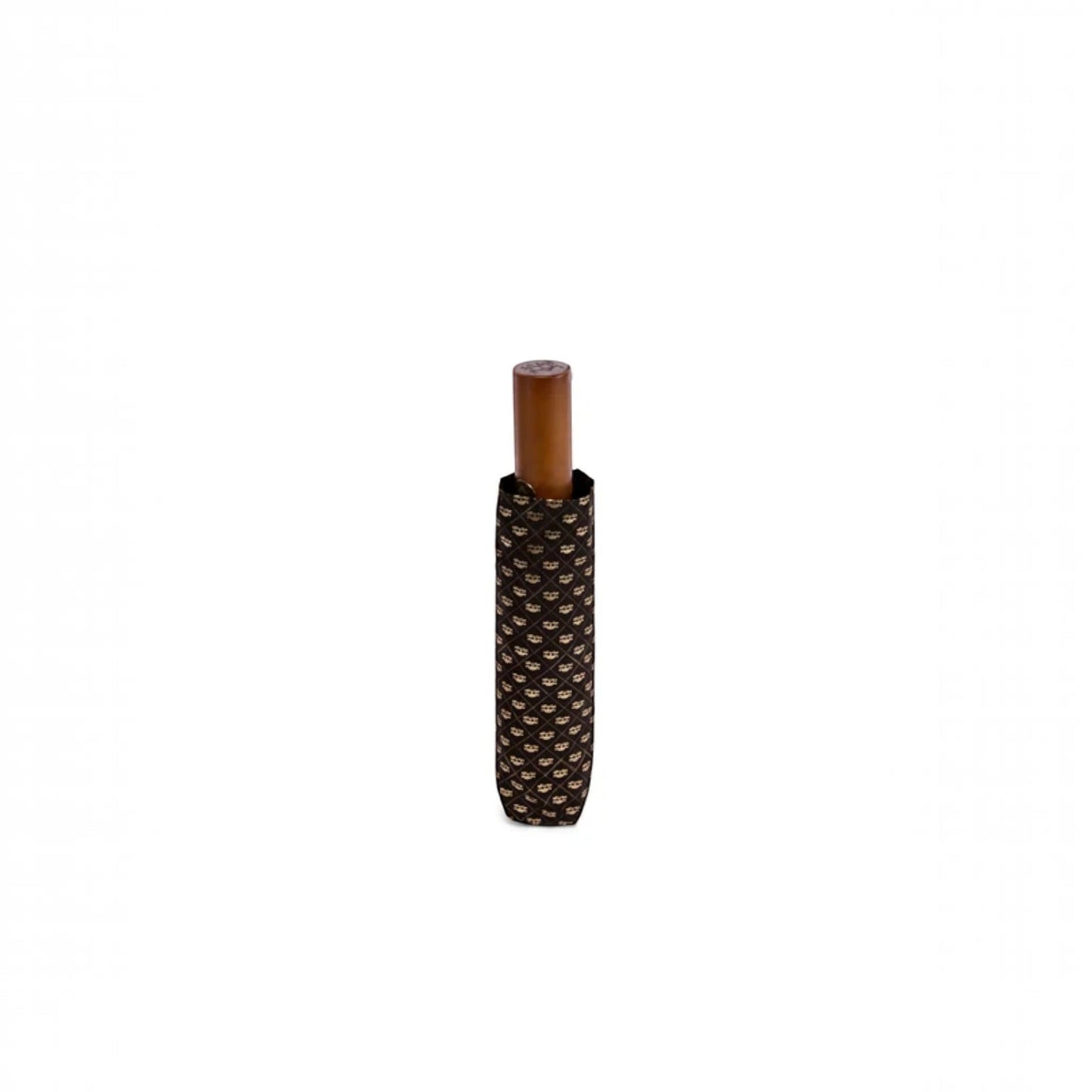 A single cigar in a dark brown textured sleeve with a repeating gold fish-scale pattern, shown vertically on a plain white background.