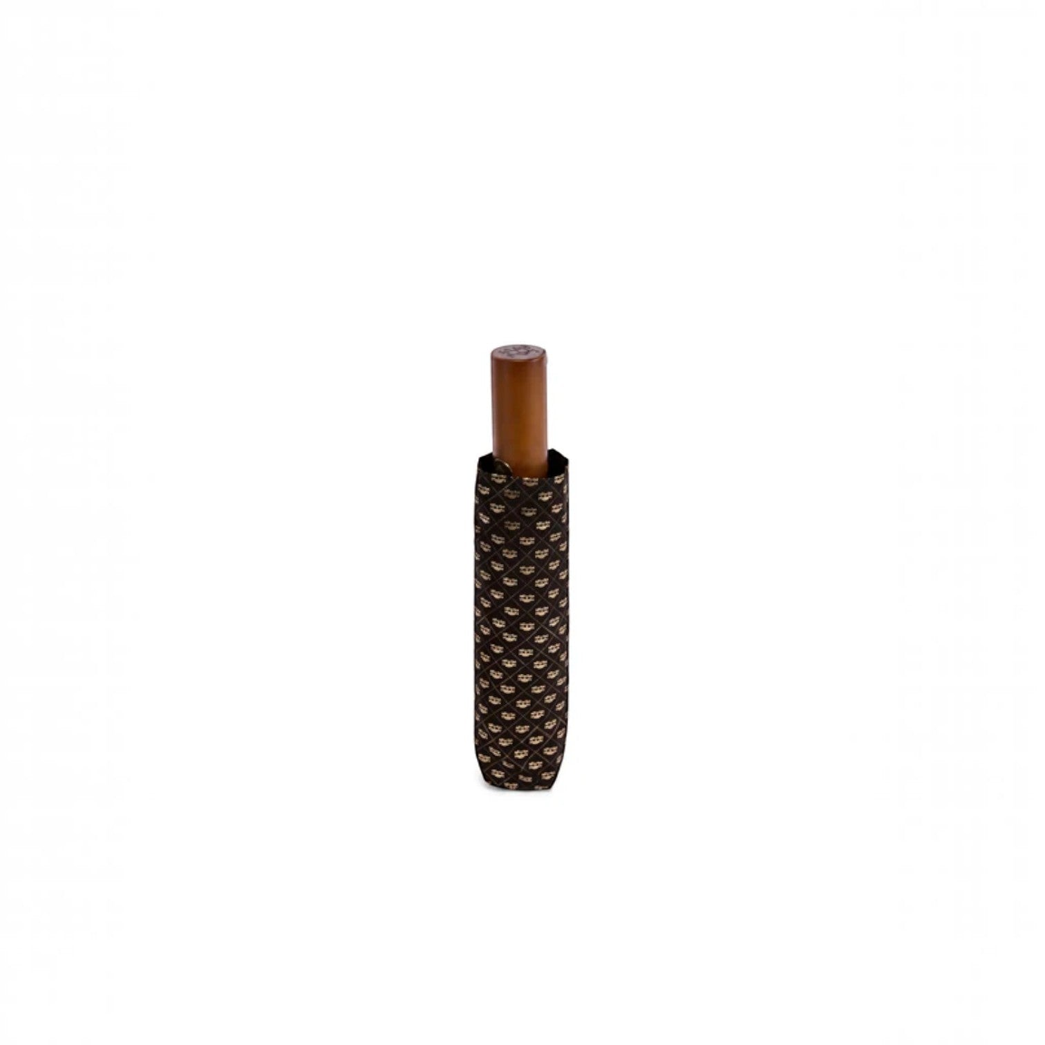 A single cigar in a dark brown textured sleeve with a repeating gold fish-scale pattern, shown vertically on a plain white background.