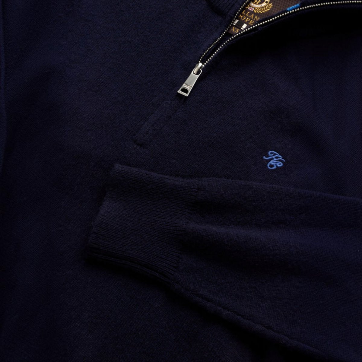 Holland Cooper Fine Quarter Zip Ink Navy