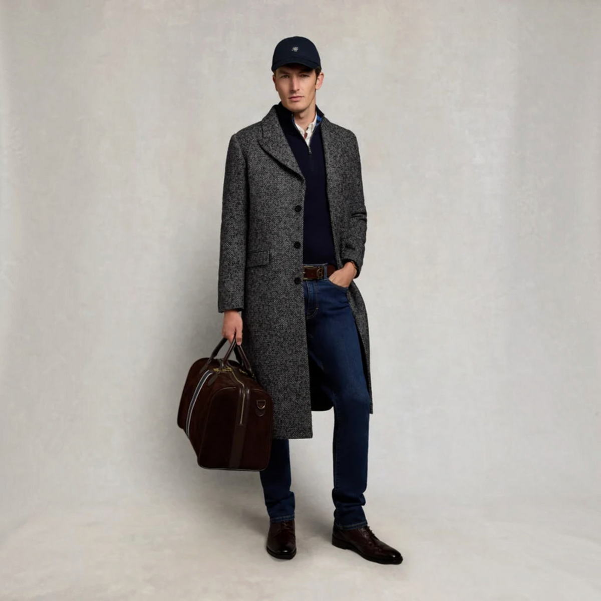 Holland Cooper Fine Quarter Zip Ink Navy